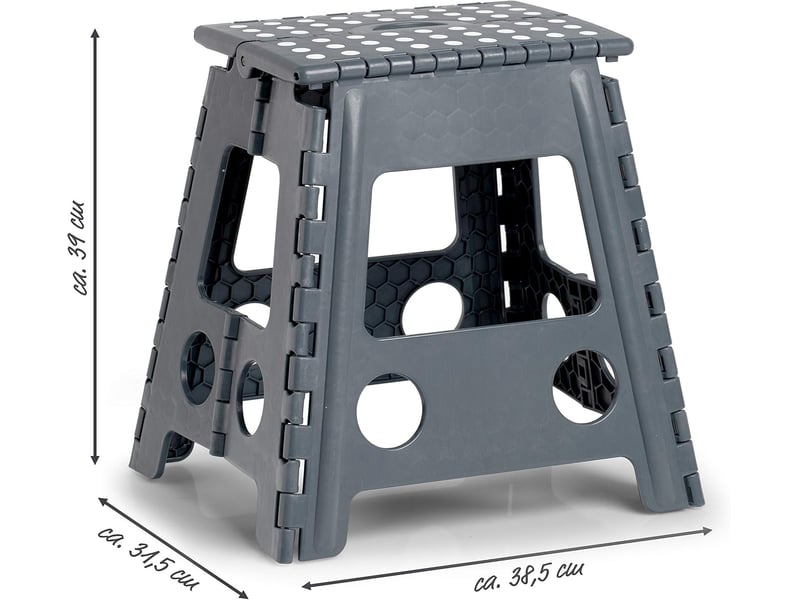  Tabouret pliant en plastique anthracite charge max. 150 kg env. 38,5 x 31,5 x 39 cm  - Conforama B