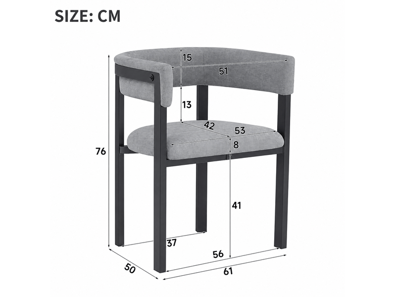  Lot de 6 chaises de salle à manger en chenille grise avec dossier enveloppant, style moderne  - Conforama C