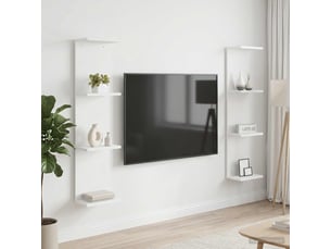 Lot de 2 étagères murales, étagères flottantes, étagères suspendues blanc 25 x 15 x 100 cm bois d'ingénierie cf41750