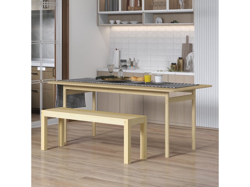 Banc de cuisine en bois massif 2 places, banc de salle à manger, charge 240 kg, 120 x 33 x 45 cm, bois naturel  - Conforama D