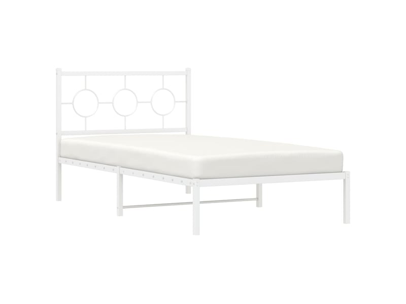  Lit simple- lit adulte -  cadre de lit métal sans matelas et tête de lit blanc 100x200 cm  - Conforama C