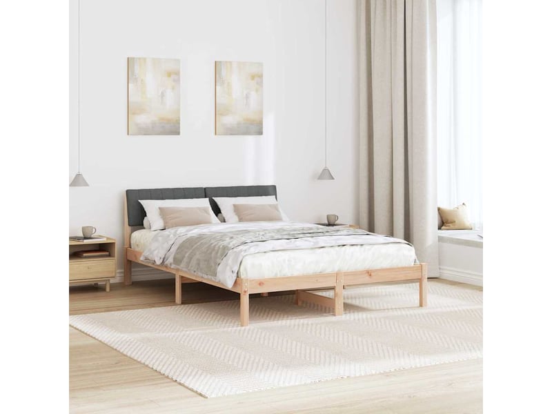 Lit double- lit adulte - cadre de lit avec tête de lit marron et gris foncé 135 x 190 cm - Conforama C