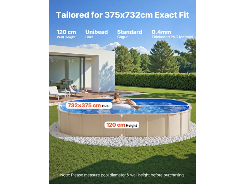 Vevor liner piscine hors-sol film intérieur de piscine ovale 375x732x120 cm bleu - Conforama B