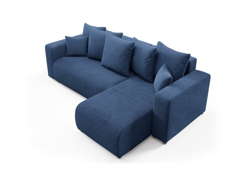 Canapé d'angle convertible evora l bleu  - Conforama C