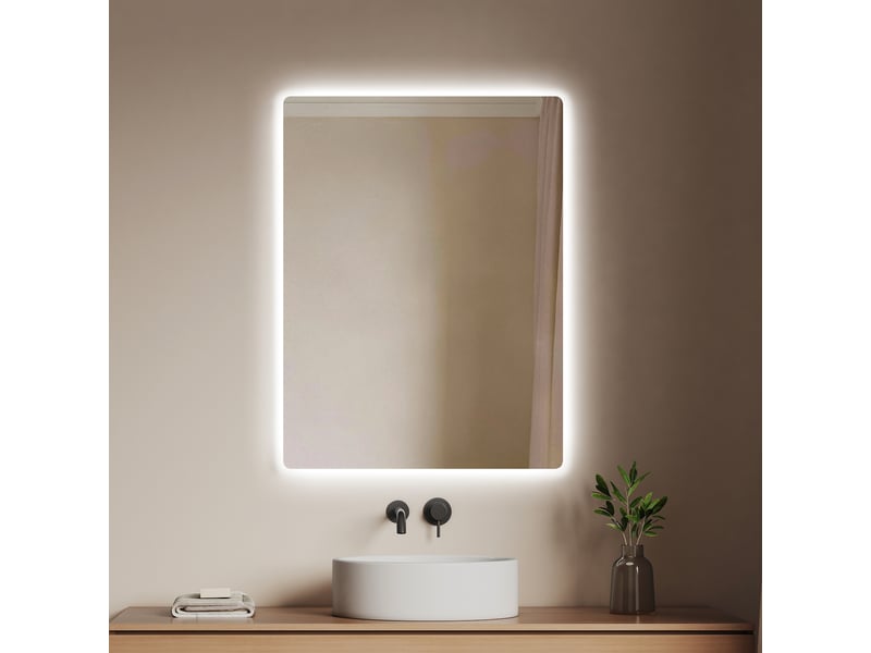 Emke miroir led salle de bain 60 x 80 cm, verre sans cuivre, blanc froid 6500k - Conforama B