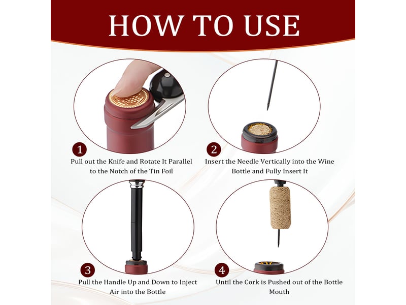  Tire bouchon, tire-bouchon à pression d'air 7s cork pops out décapsuleur pompe ouvre bouteille vin outils ouvre-bouteille à pression d'air (1pcs)  - Conforama E