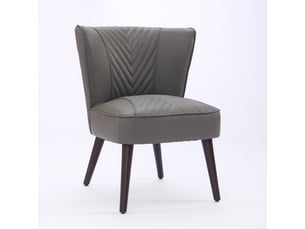 Fauteuil moderne en cuir - cuir pleine fleur - gris - sans accoudoirs - pied en bois de caoutchouc massif
