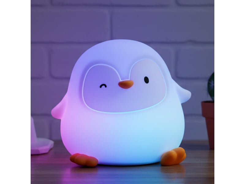 Veilleuse pingouin en silicone pour enfants, rechargeable, 50 h d’autonomie, commande tactile, minuterie  - Conforama A