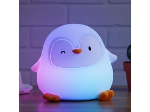 Veilleuse pingouin en silicone pour enfants, rechargeable, 50 h d’autonomie, commande tactile, minuterie