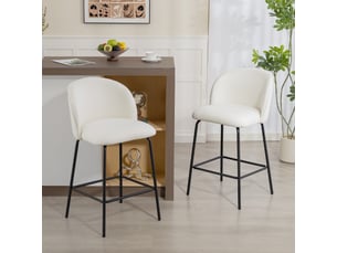 Lot de 2 tabourets de bar, chaises de bar, repose-pieds et dossier, tissu effet lin, hauteur d'assise 68cm, crème