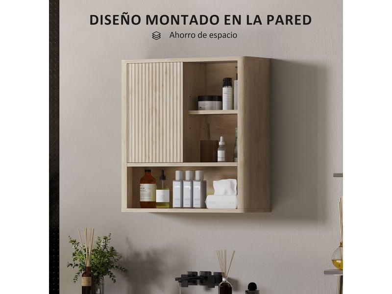 Armoire de salle de bain murale, 5 compartiments et porte coulissante, 60 x 20 x 62 cm  - Conforama W