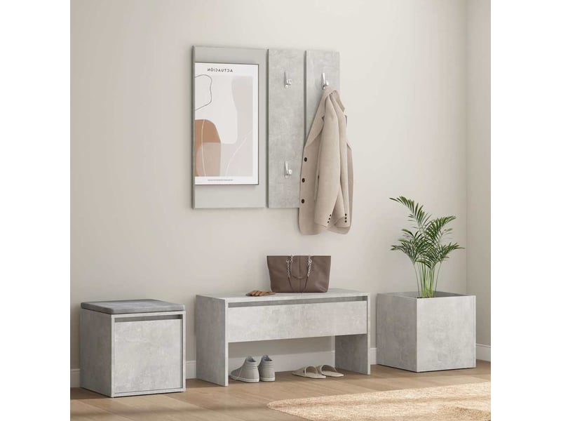  Ensemble de meubles de couloir gris béton bois d'ingénierie shl44012  - Conforama B