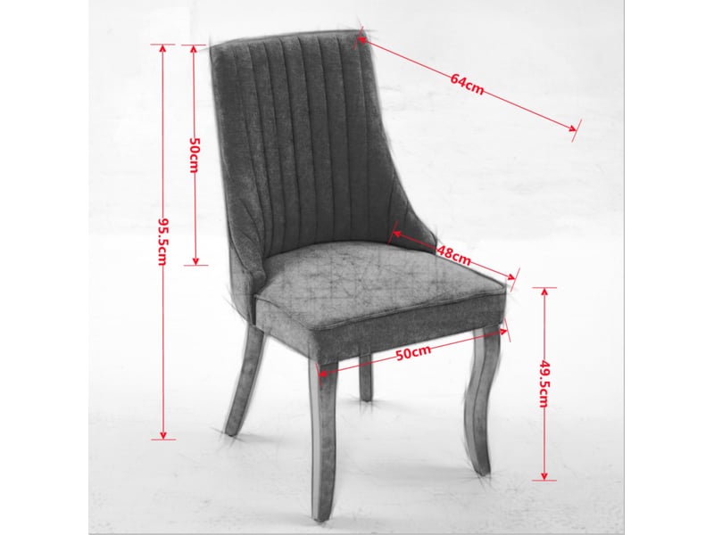 Lot de 2 chaises de salle à manger en chenille bleu avec pieds en bois d'hévéa - Conforama E