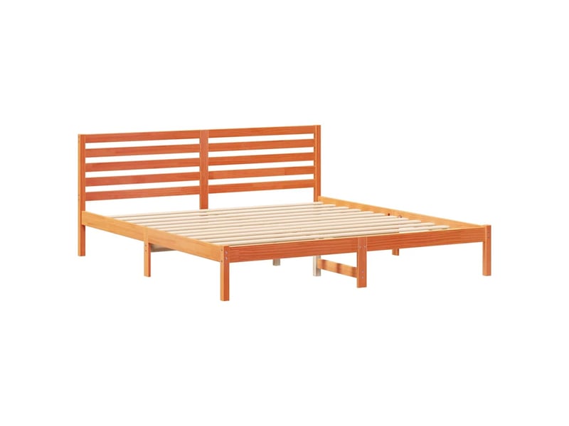  Lit double- lit adulte -  cadre de lit avec tête de lit brun  200 x 200 cm pin massif  - Conforama C