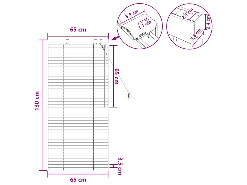 Store vénitien, store de fenêtre aspect chêne 65 x 130 cm 35 mm cf47658 - Conforama E