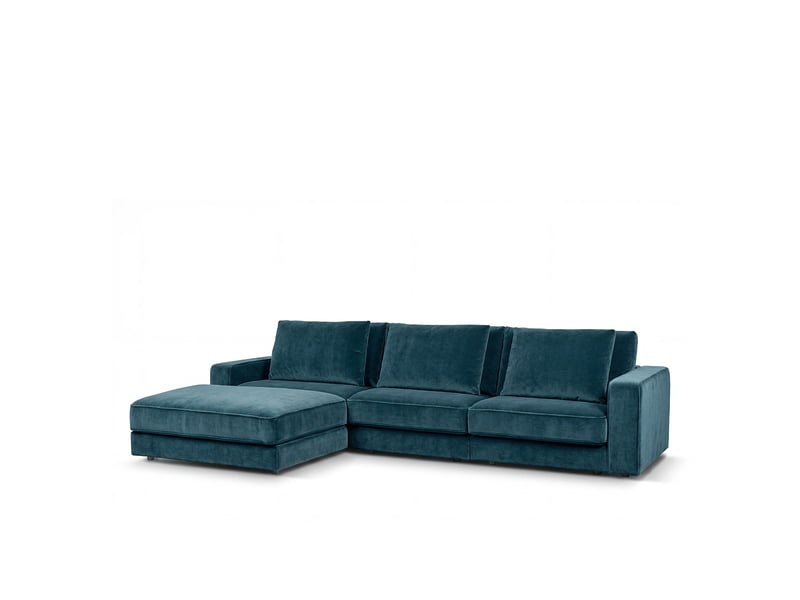 Canapé velours angle g bleu pétrole venezia 5 pl 3CA56.PI.5A.G.24 - Conforama D
