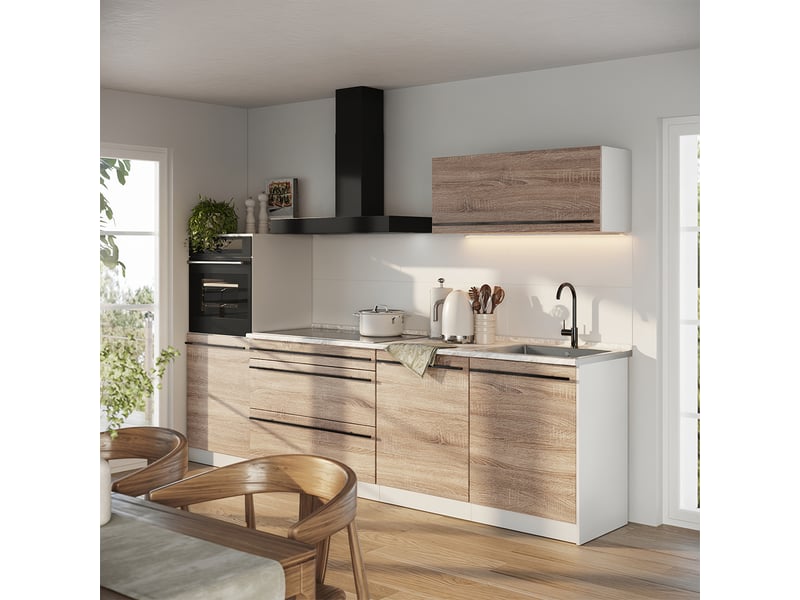  Vicco cuisine, sonomablanc, 280cm plan de travail marbre  - Conforama C