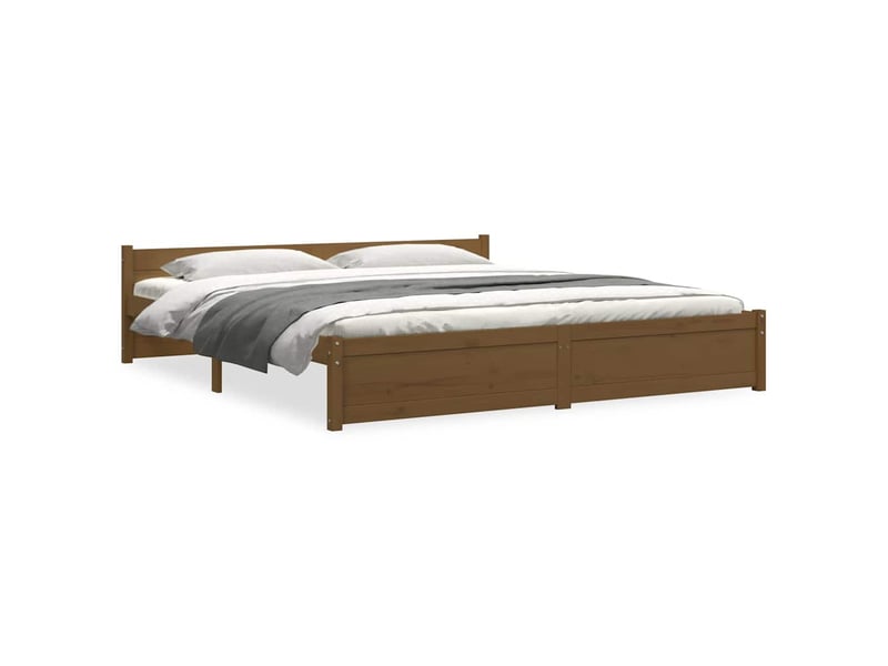  Lit double- lit adulte -  cadre de lit sans matelas marron miel bois massif 200x200 cm  - Conforama A