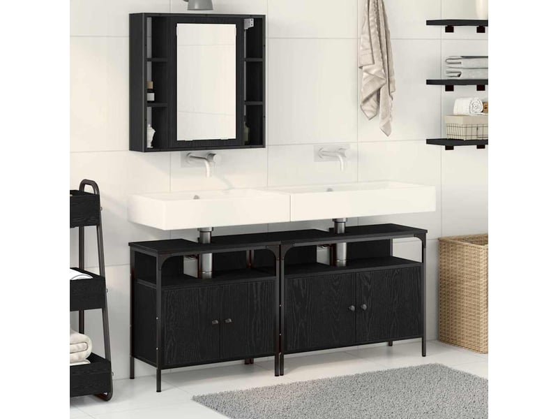  Ensembles de salle de bain, meubles de salle de bain 3 pc noir 80 x 30 x 60 cm cf64771  - Conforama B