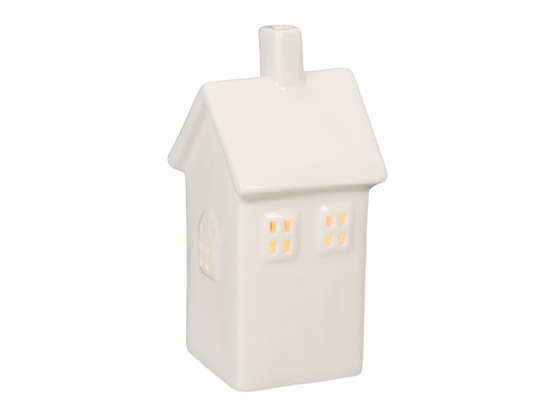  Photophore en forme de maison ambiance cosy déco intérieur 18 x 12 x 12 cm en porcelaine blanche 13_0015196  - Conforama C