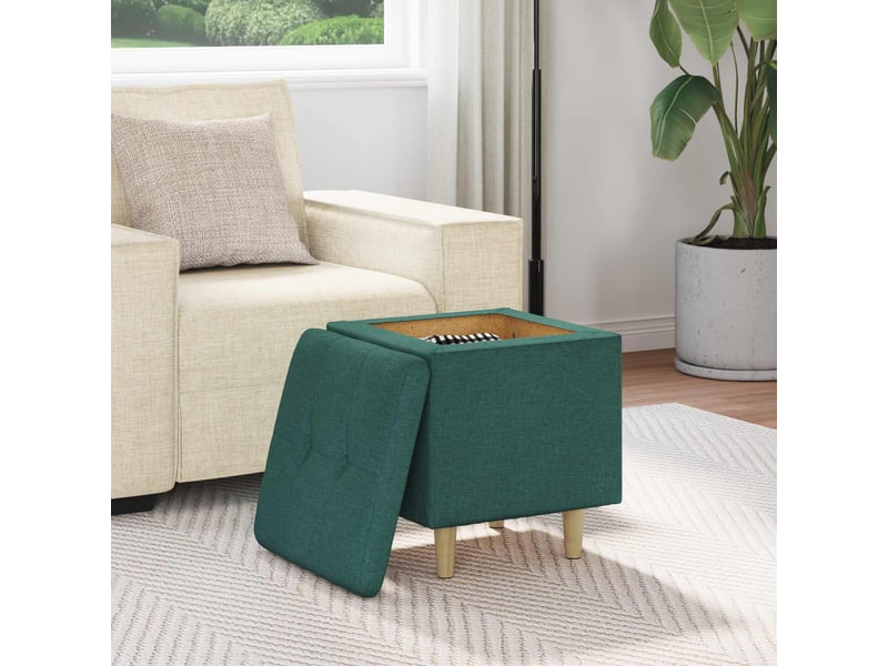  Ottoman, repose pied salon avec rangement vert foncé 40x40x45 cm tissu  - Conforama D