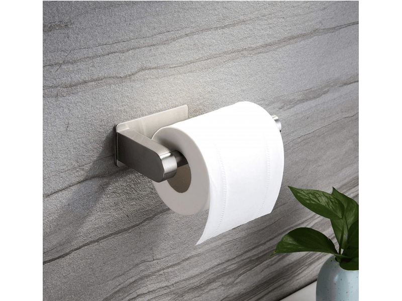  Porte-papier toilette mural auto-adhésif sans perçage, en acier inoxydable.  - Conforama C