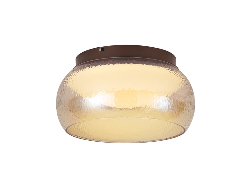  Art deco plafondlamp bruin met amber glas incl. Led 3-staps dimbaar - thimble  - Conforama A