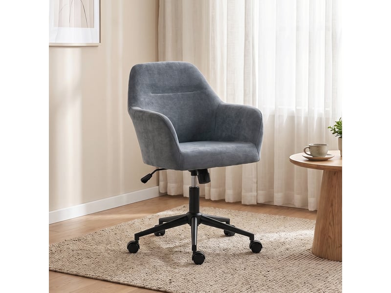 Chaise bureau ergonomique, fauteuil de bureau en chenille avec hauteur réglable, bleu, fonction bascule - Conforama D