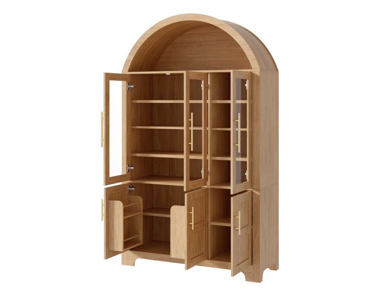 Buffet vitrine,110x40x185 cm,avec rangement,mdf et panneaux de particules,coloris naturel - Conforama E