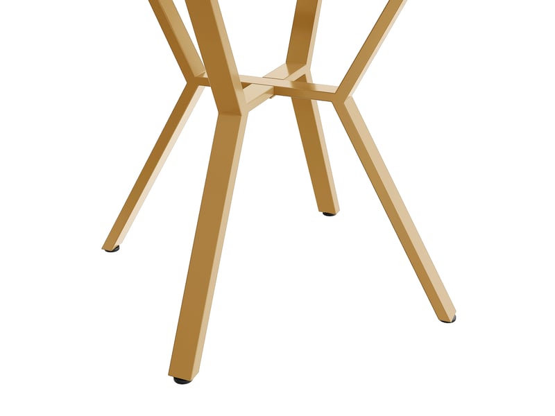  Ensemble table ronde et 4 chaises, plateau en mdf effet marbre blanc, piètement doré et sièges ergonomiques en velours vert  - Conforama B