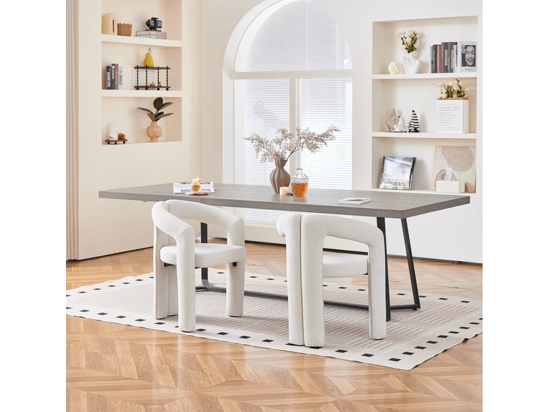  Lot de 2 chaises de salle à manger avec accoudoirs en chenille evryae  - Conforama D