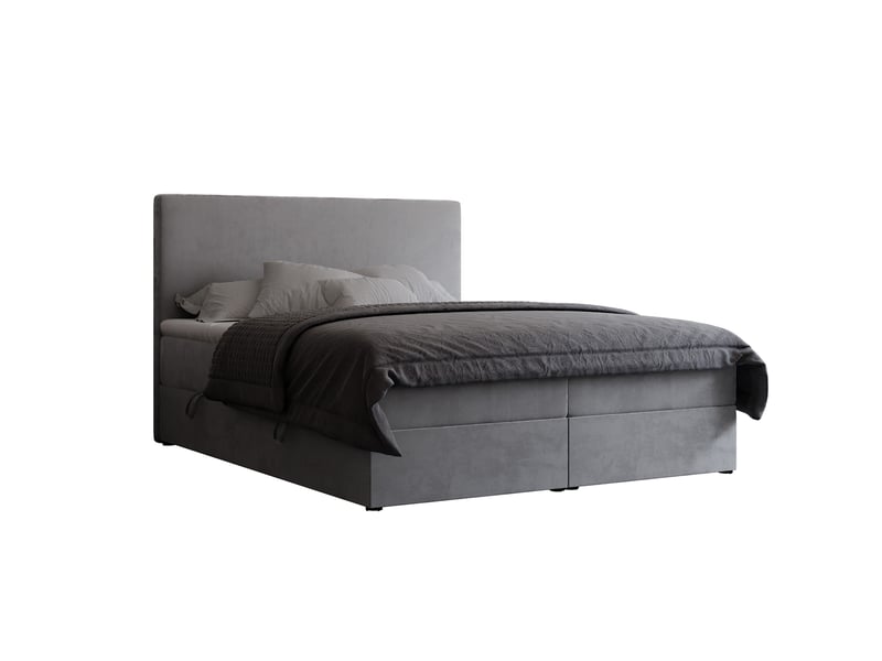 Lit coffre giulia - 180x200 cm - avec matelas et surmatelas - velours dense - gris clair GIULIA - Conforama A