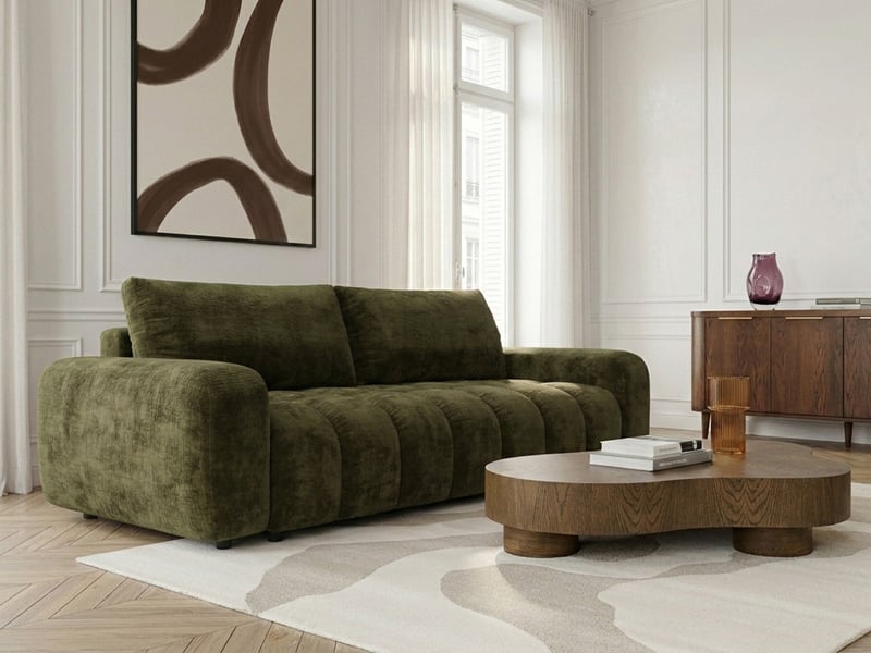  Bobochic canapé droit convertible 3 places jules tissu lisse vert JULES - Conforama B