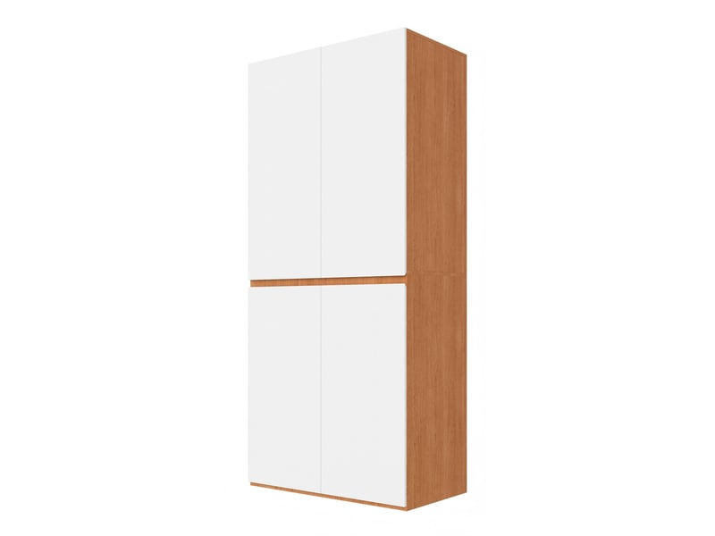 Armoire,90x50x200 cm,4 portes avec rangement,mdf,blanc et effet chêne - Conforama D