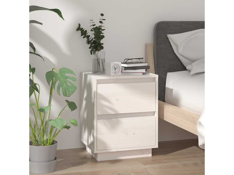  Lot de 2 tables de chevet - cabinet de chevet - table de nuit blanc 40x35x50 cm bois de pin solide  - Conforama B
