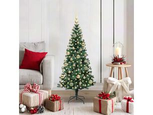Sapin de noël artificiel, arbre de noël pré-éclairé vert 120 cm pvc et métal shl5334