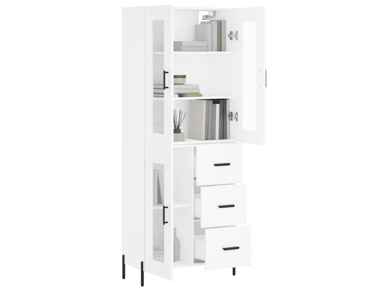  Buffet haut - bahut - meuble de rangement blanc 69,5x34x180 cm bois d'ingénierie  - Conforama C