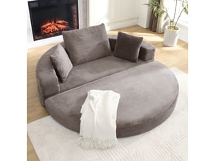 Canapé convertible 2 places en velours côtelé, canapé-lit pliable ovale 173 x 176 cm, sofa moderne avec coussins pour salon