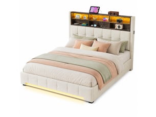 Lit coffre 180x200 cm OKMYHOME   coloris beige