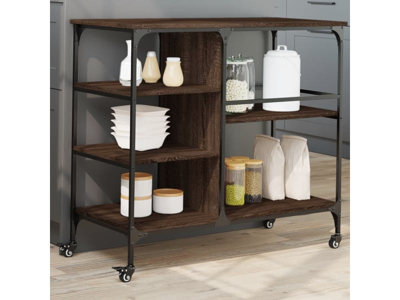  Desserte de cuisine, chariot de rangement chêne marron 100x45x89,5cm bois d'ingénierie  - Conforama B