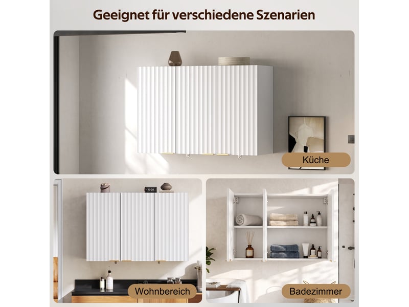  Meuble de cuisine mural 90x29x60 cm à 3 portes blanc  - Conforama D