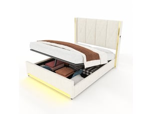 Lit coffre 160x200 cm    coloris beige