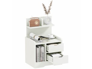 Table de chevet avec 2 tiroirs et 3 compartiments de rangement pour salon ou chambre, charge maximale 30 kg, 40 x 30 x 60 cm, blanche