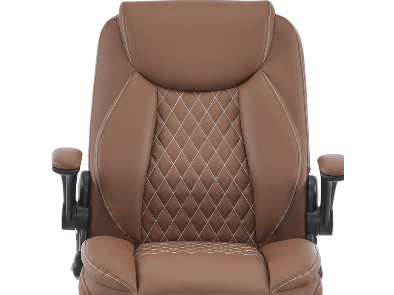 Chaise de bureau ergonomique avec soutien lombaire, accoudoirs relevables et hauteur réglable en similicuir marron  - Conforama A