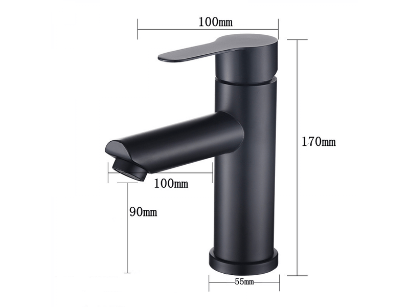  Robinet d'eau chaude et froide à levier unique en acier inoxydable noir, bec droit, monotrou, avec flexible de 60 cm FC-LJY-00846JY - Conforama C