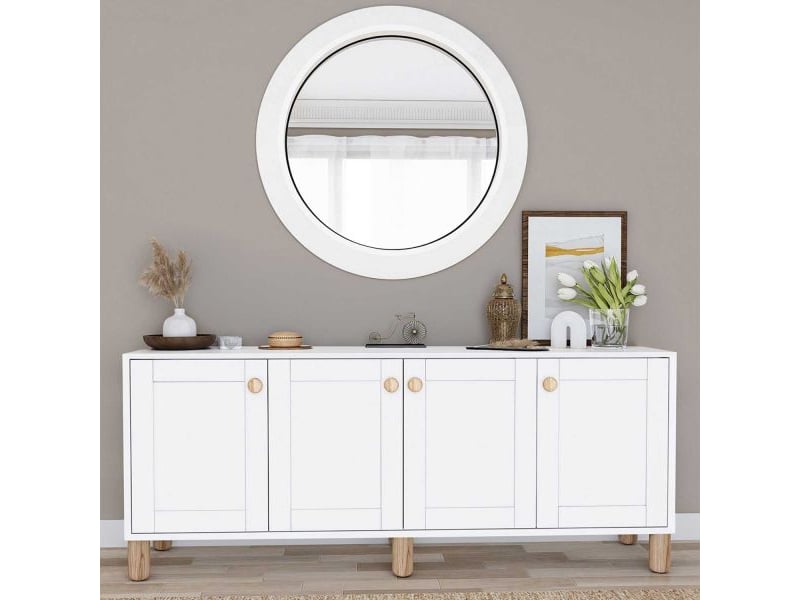  Buffet 4 portes en aggloméré bohemian blanc  - Conforama B