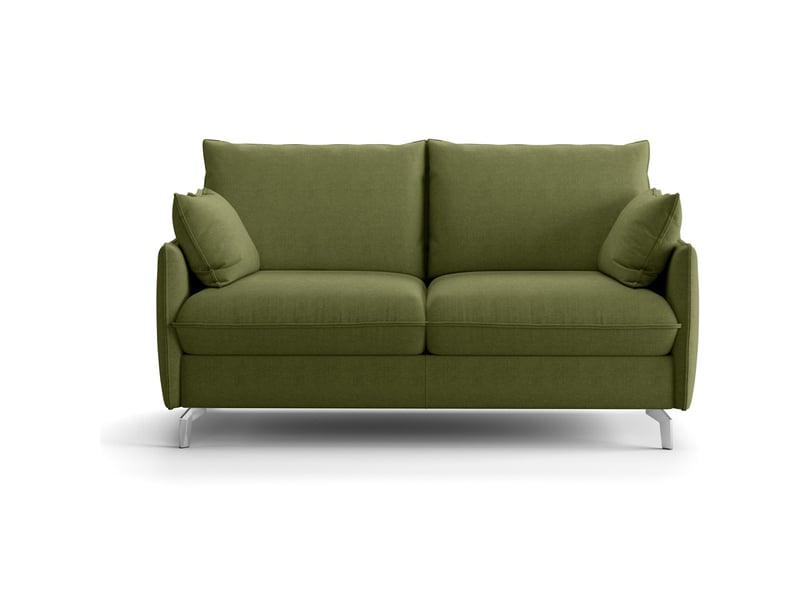 Canapé droit convertible 3 places en tissu chenille vert olive - ouverture express - astoria Astoria - Conforama A