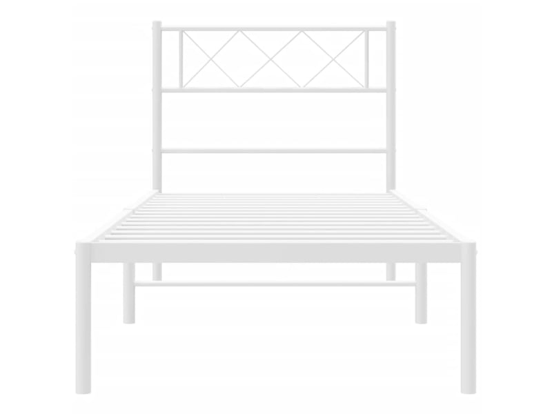 Lit simple- lit adulte - cadre de lit métal sans matelas avec tête de lit blanc 80x200cm - Conforama D