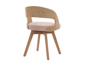 Chaise de salle à manger pivotante à 360° rose, pieds en hêtre