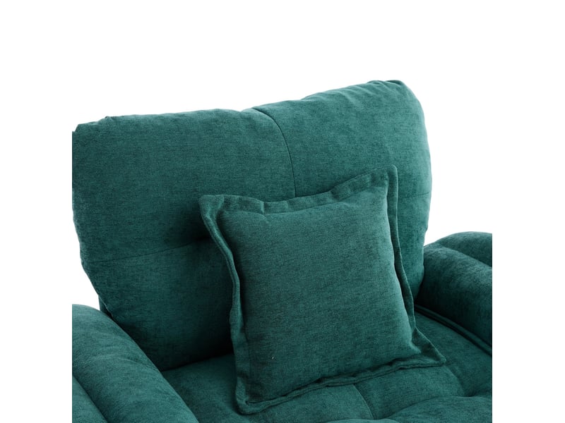  Fauteuil pivotant 360° 1 place en tissu vert, coussin de soutien et assise à ressorts ensachés pour se détendre  - Conforama D